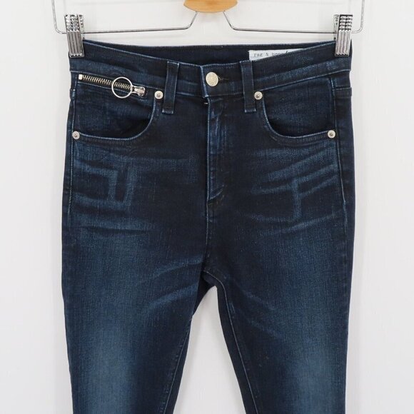 Rag & Bone Womens 26 O Ring Dive Capri High Rise Crop Black Brook Denim Jeans - Picture 2 of 12